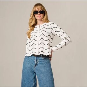 26. Cece $99 Wave Stripe Scalloped Cardigan